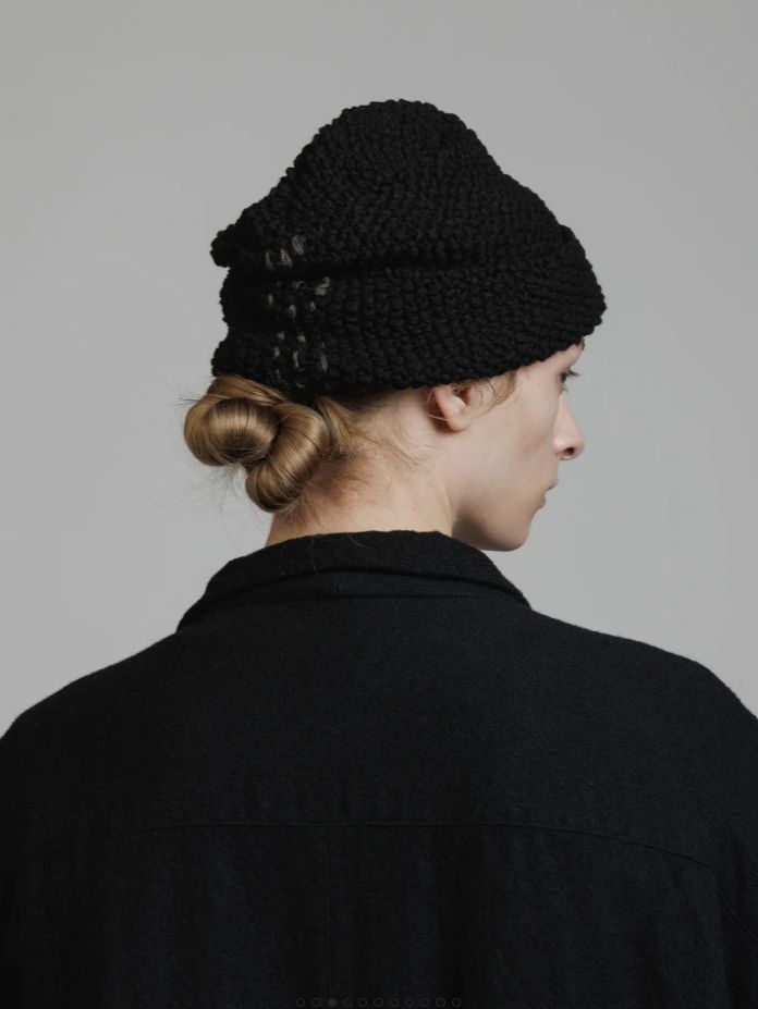 スラブ糸 ニット帽  - SLAB YARN BEANIE (BLACK)
