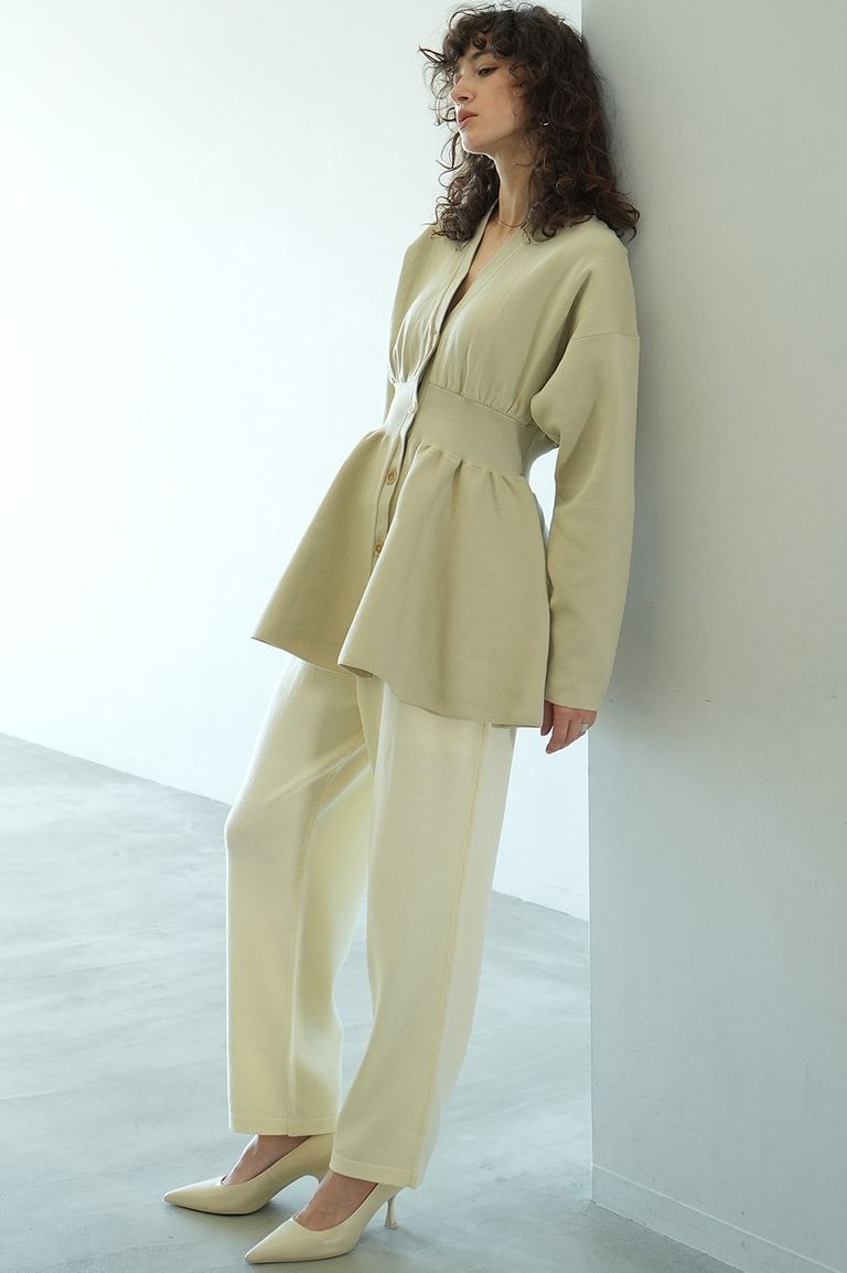CLANE - ペプラムニットカーディガン - WAIST SHAPE PEPLUM 