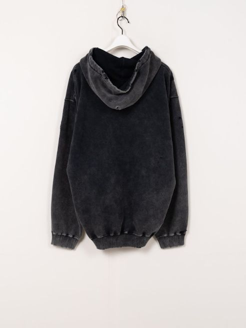 ブリーチドハーフジップフーディ - Bleached Half Zip Hoodie (BLACK)