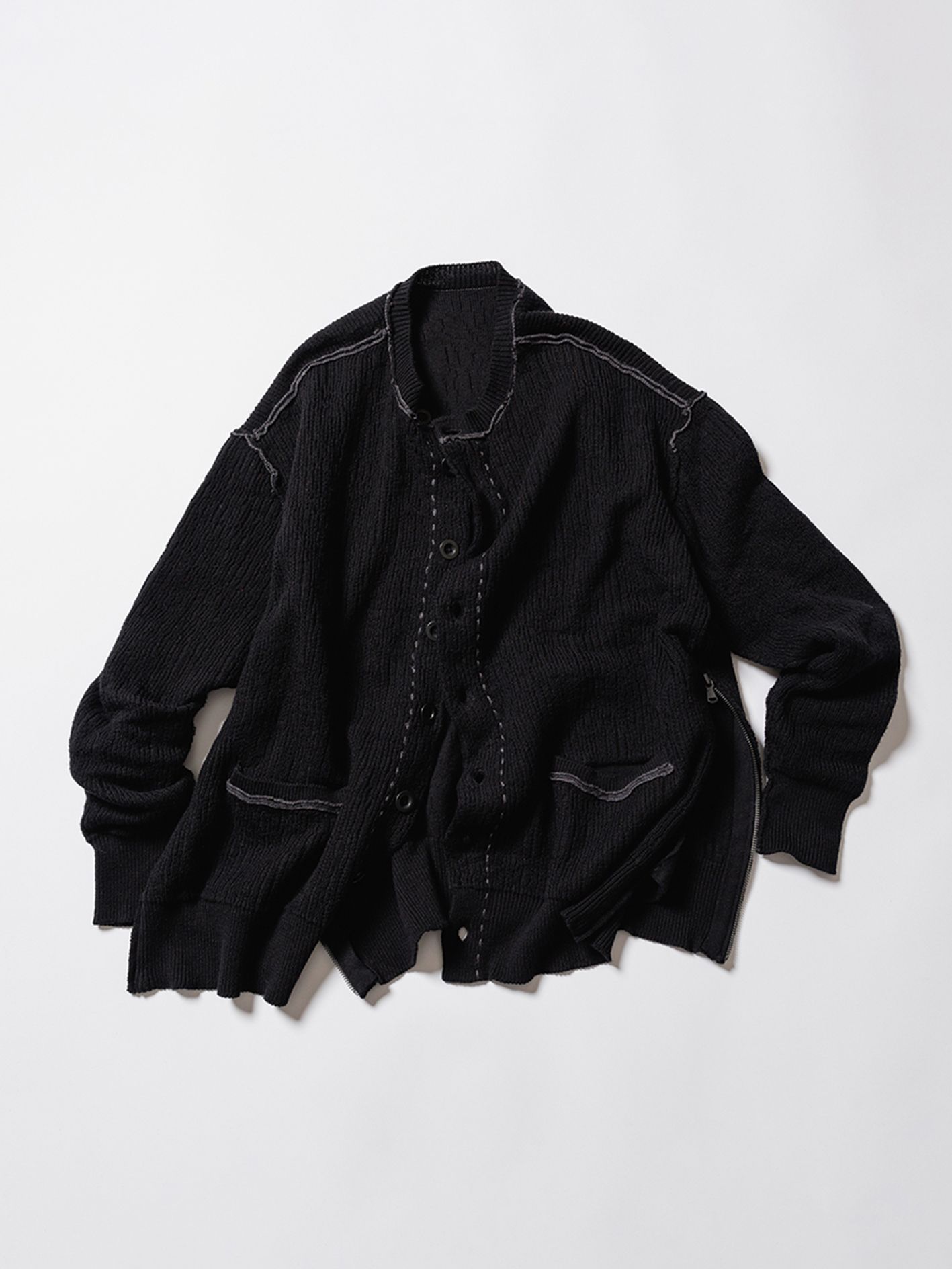 コットン カシミヤ カーディガン - cotton/cashmere cardigan - VI-3656-07 - A-BLACK