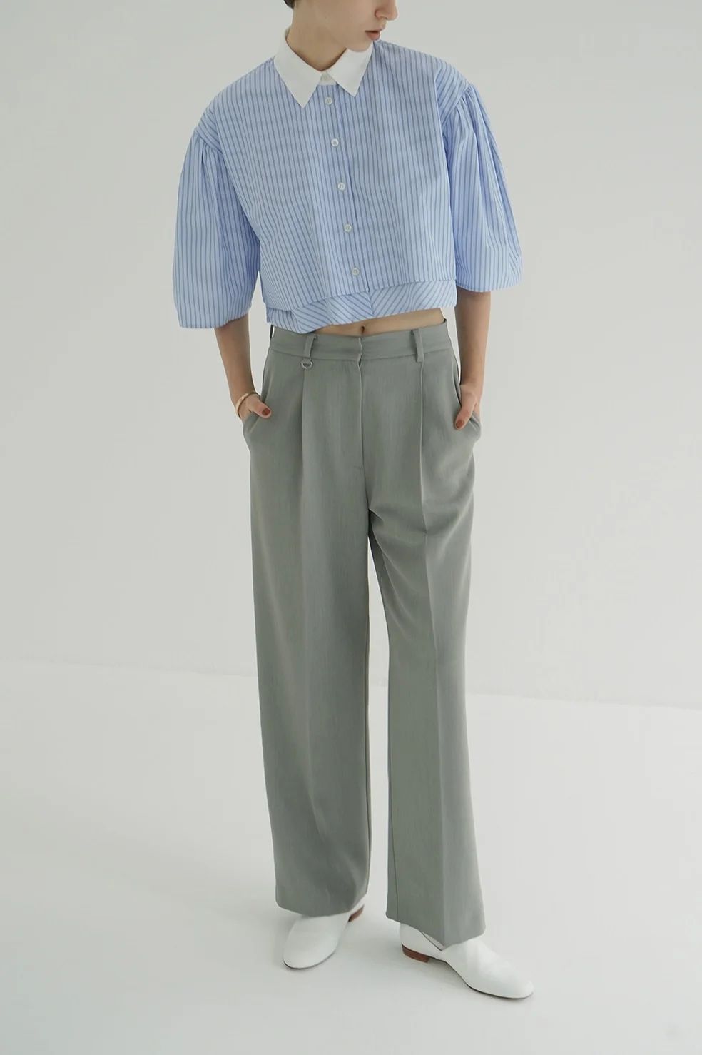 CLANE - 2WAY TUCK STRAIGHT PANTS GREY - タックストレート