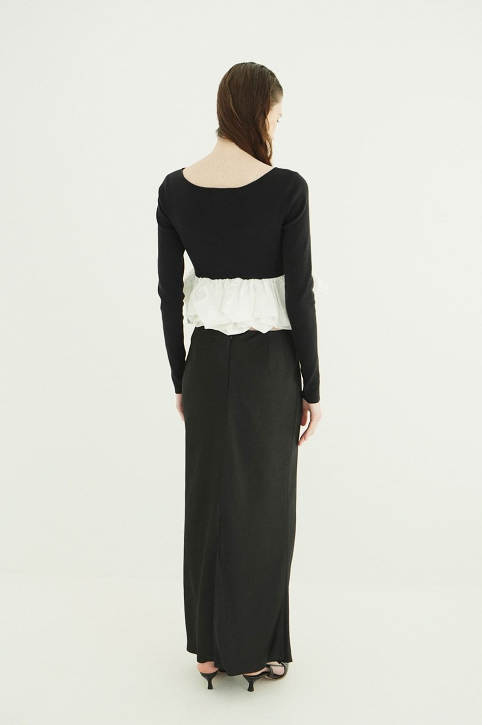 バルーン ショートニット トップス -  W BALLOON SHORT KNIT TOPS(BLACK)