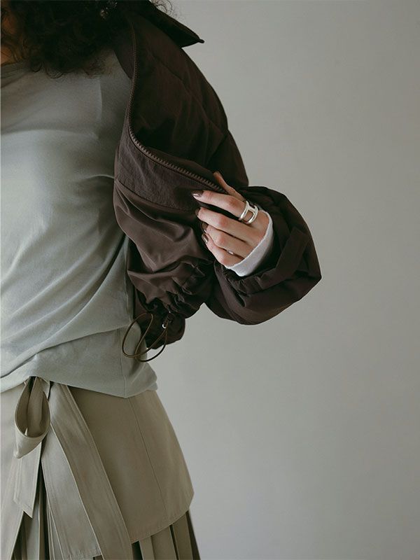 パディング ショートブルゾン BROWN レディース 中綿ジャケット