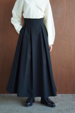 ハイウエスト ボリューム マキシ スカート - HIGH WAIST VOLUME MAXI SKIRT BLACK