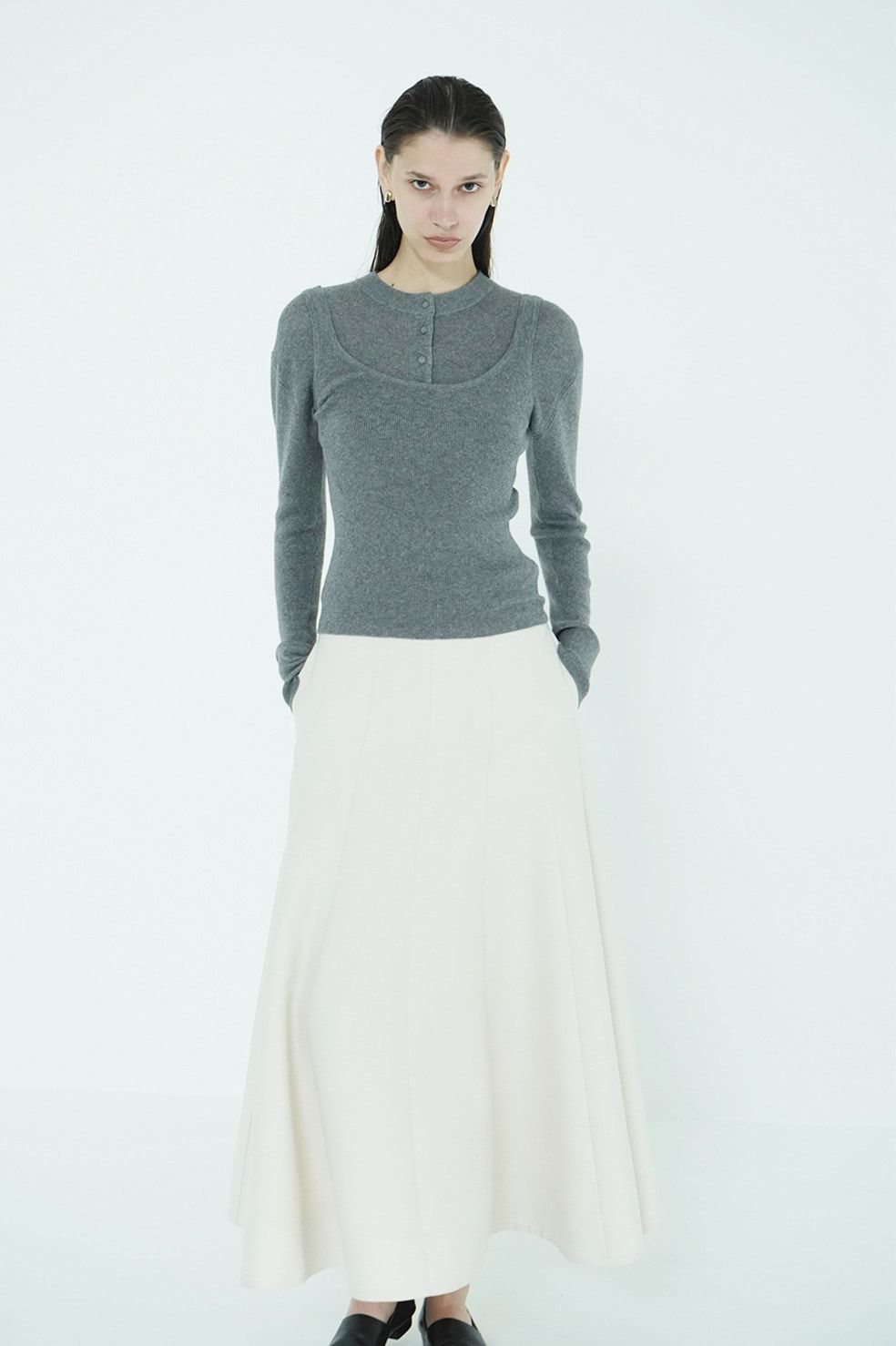 ニットカーディガン×タンクトップ セット -  BUTTON CARDIGAN TANK SET (MIX)