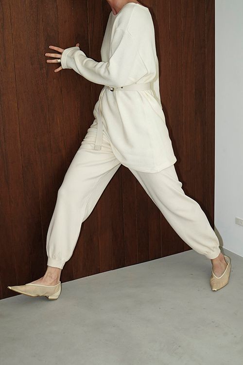 スリム ニット パンツ - SLIM KNIT PANTS IVORY