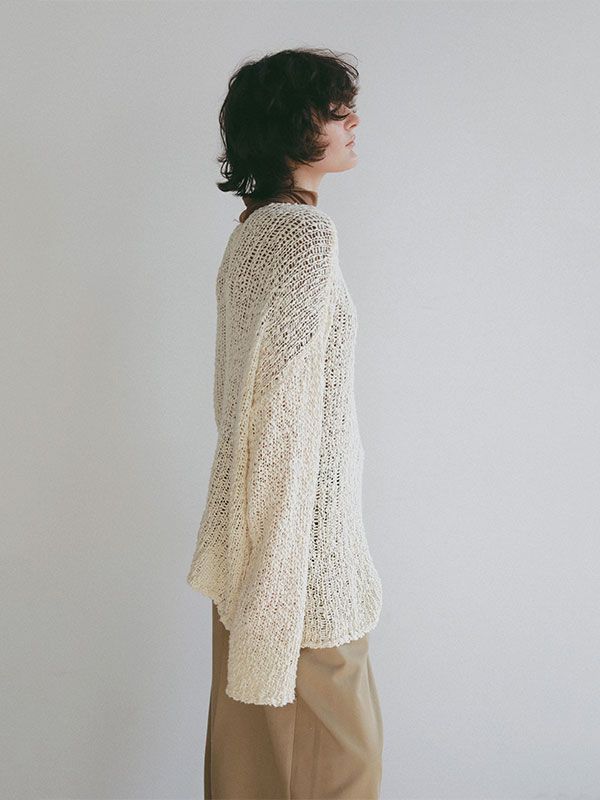 スラブヤーンローゲージニットプルオーバー (CREAM)