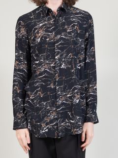 Visファイユマーブルプリント レギュラーシャツ - Regular Shirt - BLACK MARBLE