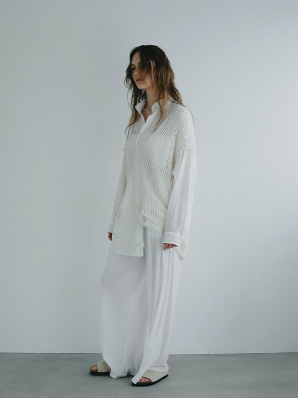 フィッシュネットスリーブレスニットプルオーバー - WHITE