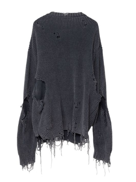 ブリーチドニットセーター - Bleached Knit Sweater - BLACK