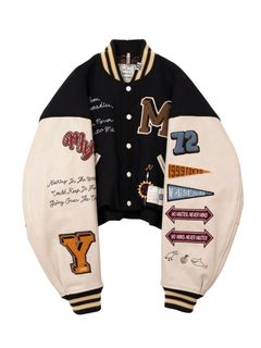 【レディース】 スタジアムジャケット - Roll-up Hem Stadium Jacket (BLACK)