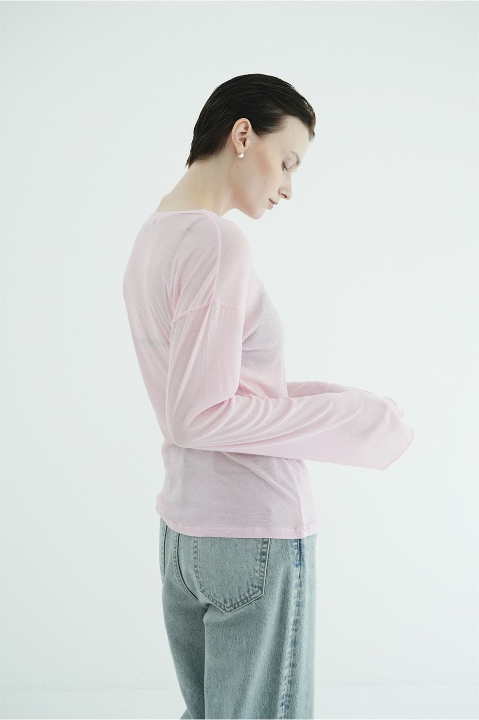 シアールーズロンティー - SHEER LOOSE CUT TOPS (PINK)