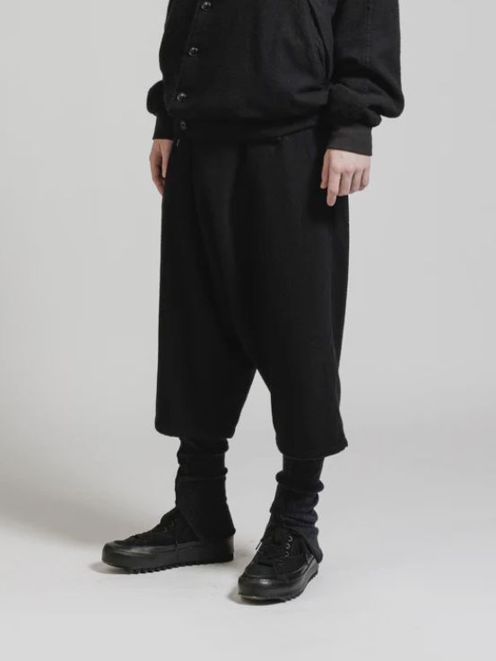ウール縮絨 製品染め ショートパンツ - OBJECT DYE WOOL DROP CROTCH HALF PANTS LACK