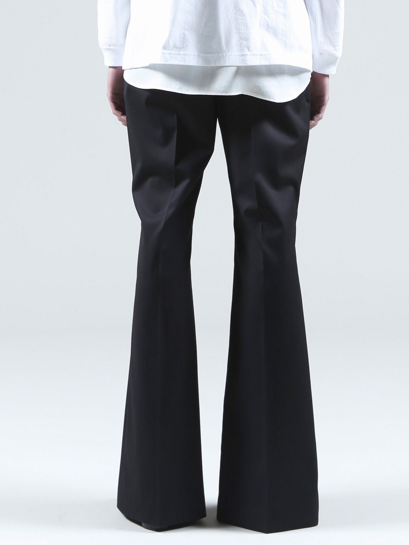 T/Rギャバストレッチフロントスリットフレアパンツ - Slit Flare Pants - BLACK