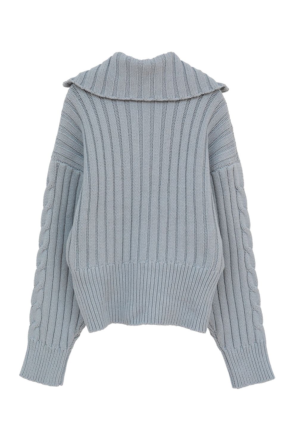 コットンリブニットブルゾン - COTTON RIBKNIT BLOUSON (BLUE)