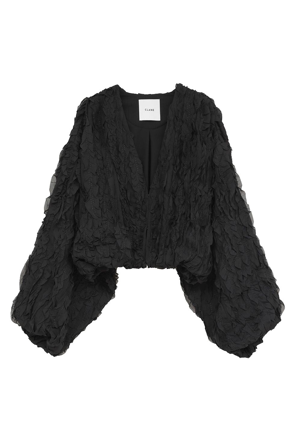 フリルボレロ - TOPSTITCHED FRILL BOLERO (BLACK)