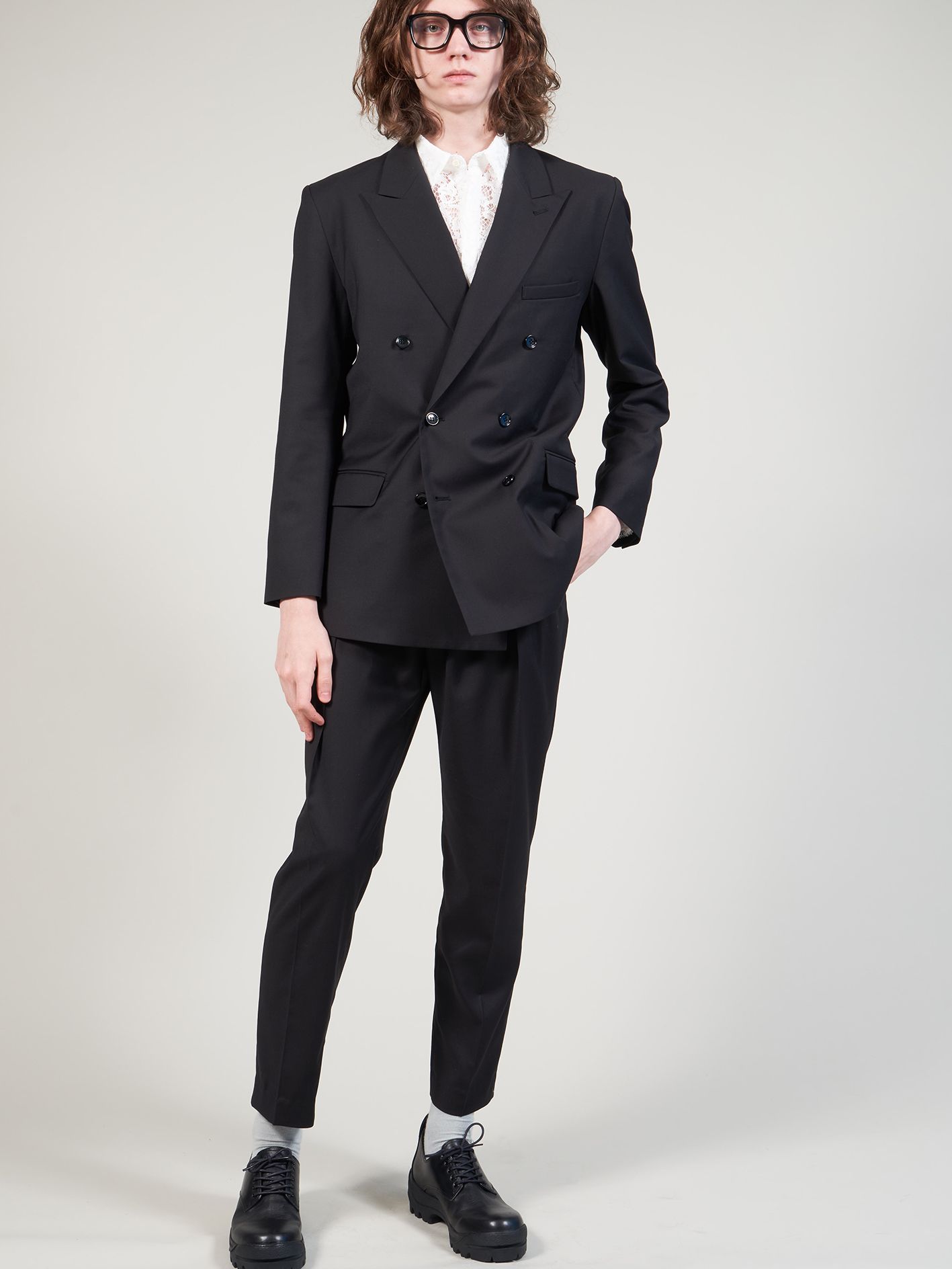 T/Rギャバストレッチ 2タックパンツ - 2 Tuck Pants - BLACK