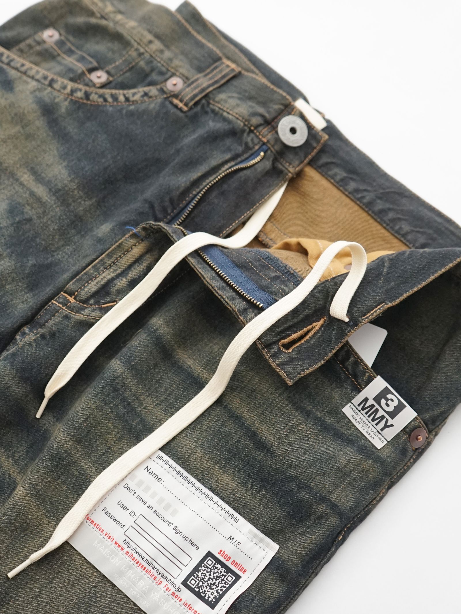 24SS メゾンミハラヤスヒロ ヒュージデニムパンツ INDIGO インディゴ Maison MIHARA YASUHIRO - ヒュージーレイヤードデニムパンツ