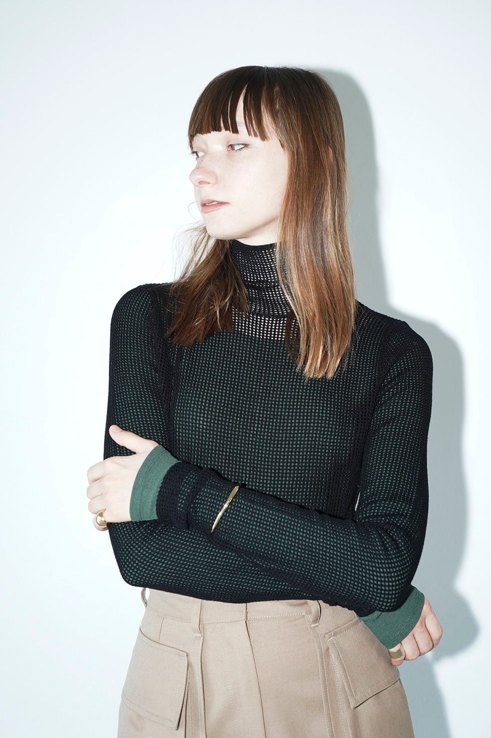 CLANE - ハイネック メッシュ ニットトップス - H/N MESH KNIT TOPS 