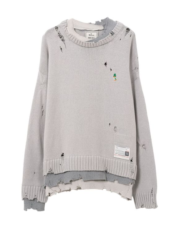 トリプル レイヤード ニット セーター - Triple Layered Knit Sweater (GREY)