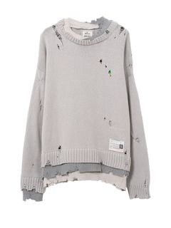 トリプル レイヤード ニット セーター - Triple Layered Knit Sweater (GREY)