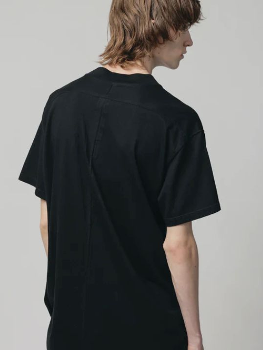 レイヤードデザイン半袖ティーシャツ - cotton jersey s/s t-shirt - BLACK