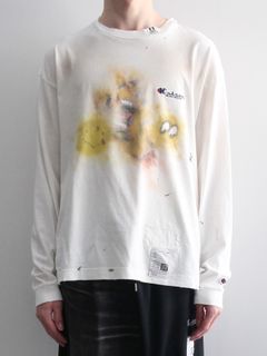 ディストレスト ロング スリーブ カットソー - DISTRESSED L/S SH - WHITE