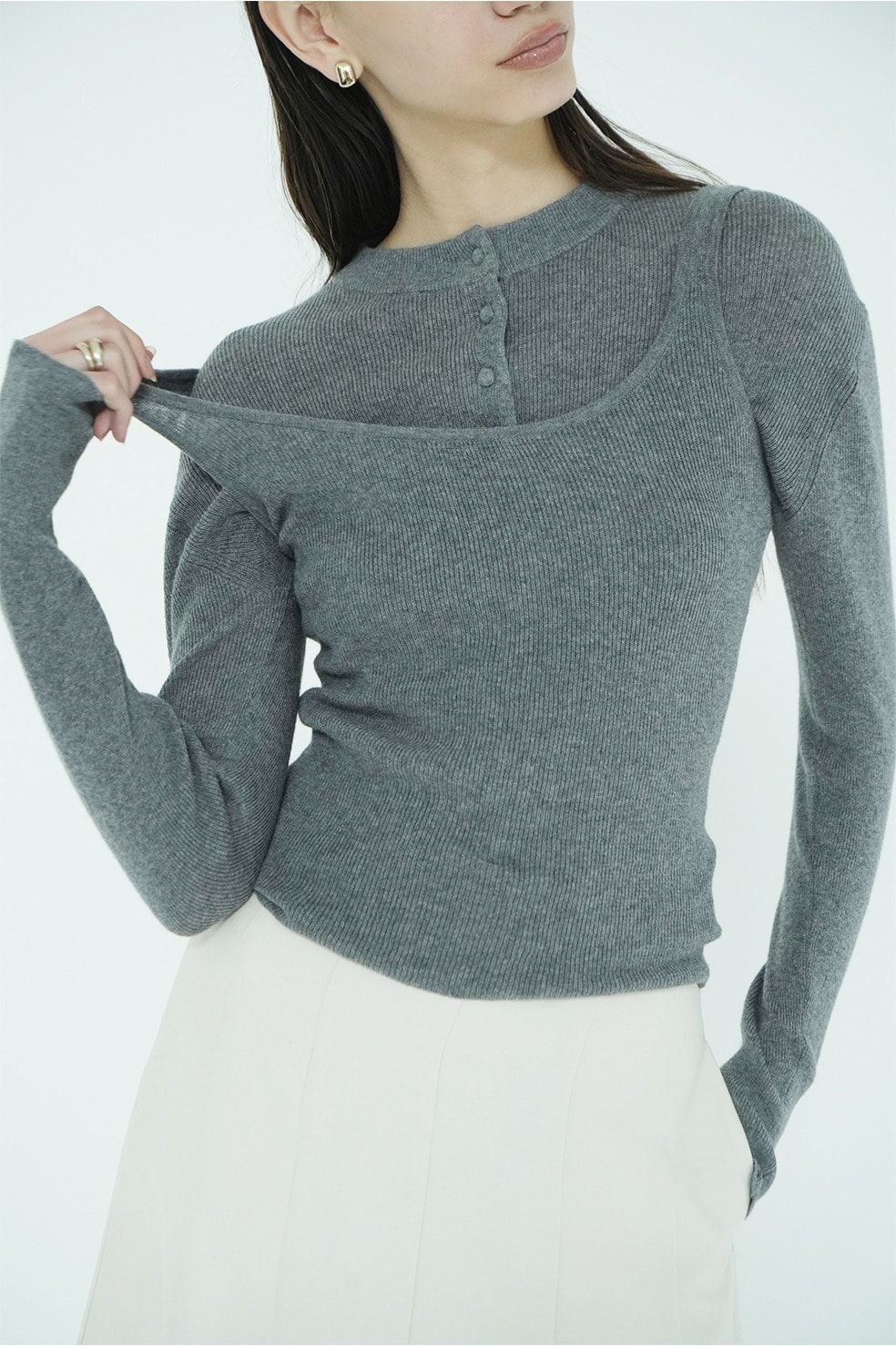 ニットカーディガン×タンクトップ セット -  BUTTON CARDIGAN TANK SET (MIX)