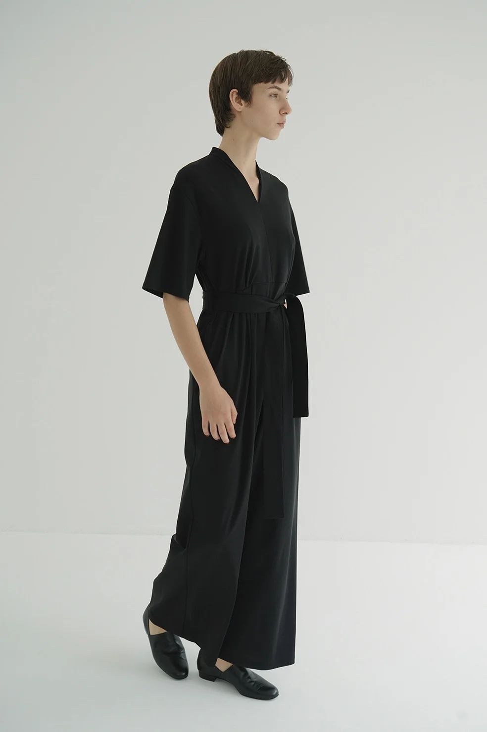オールインワン - STAND COLLAR LOOSE ALL IN ONE - BLACK
