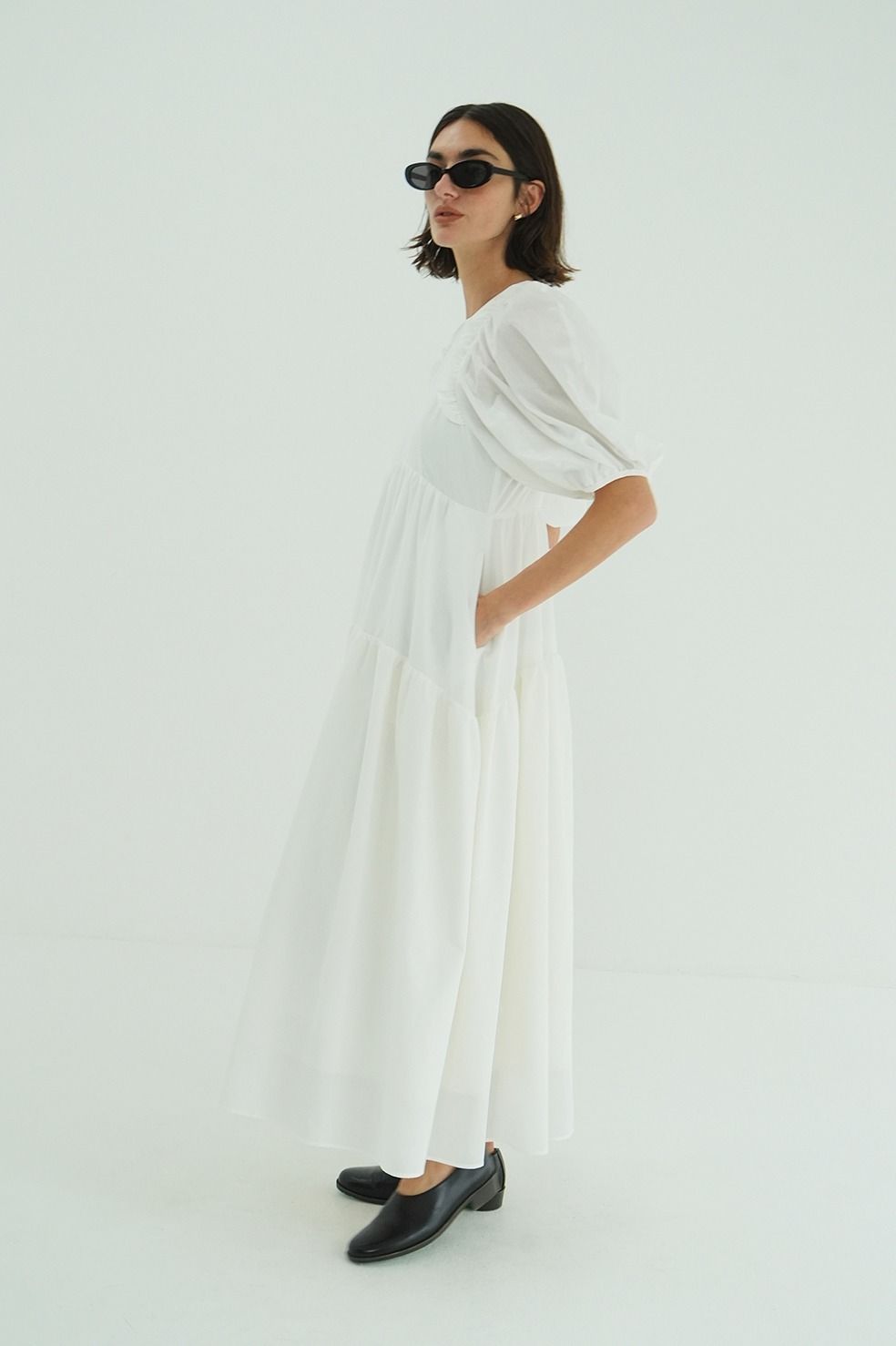 バルーンフリルワンピース -  BUBBLE FRILL ONEPIECE (WHITE)