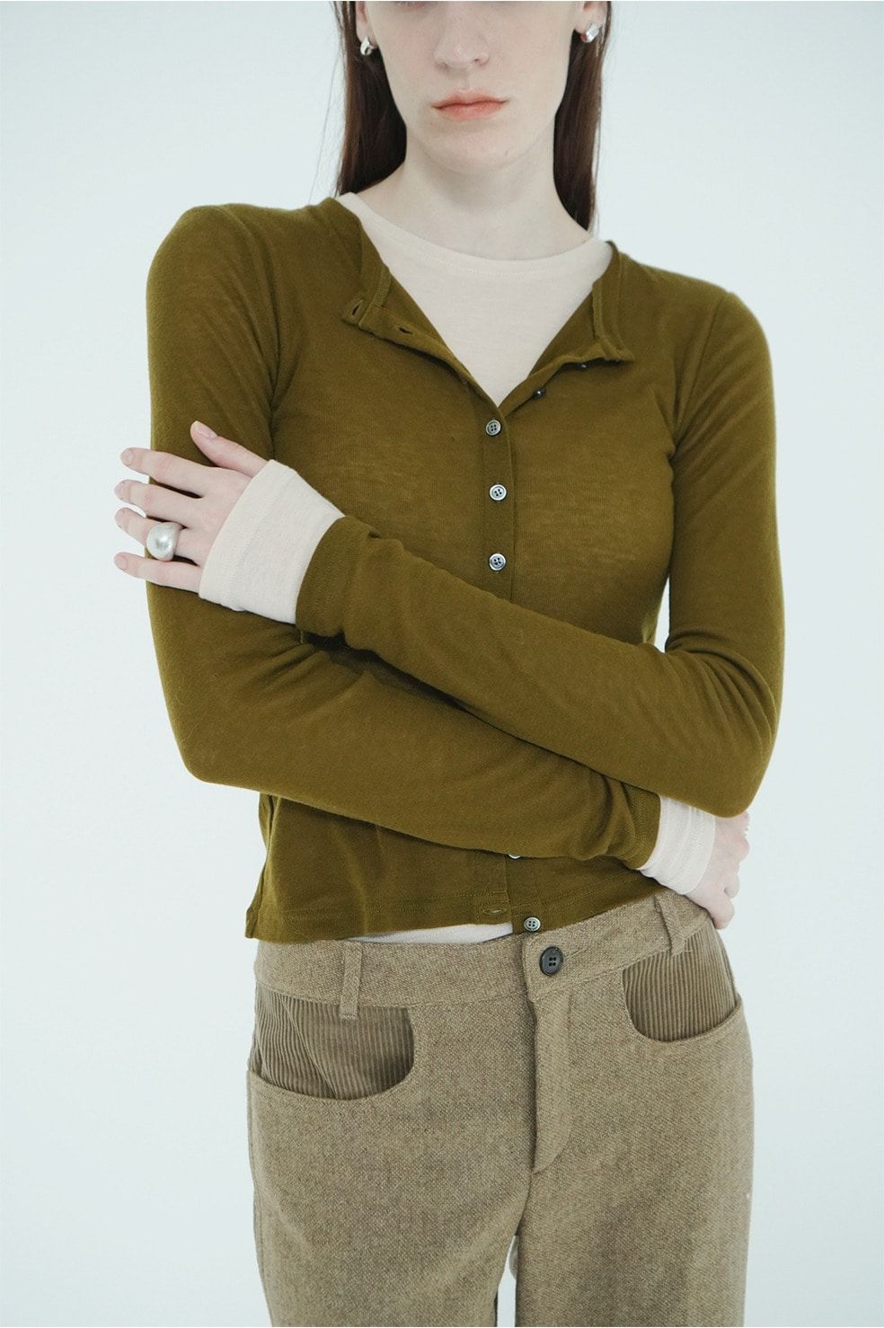 ソフトシアーレイヤードトップス - SOFT SHEER LAYERED TOPS(KHIKI)