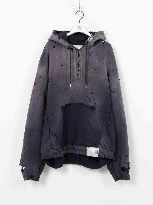 サンフェードパーカー - sun faded halfzip HD - BLACK