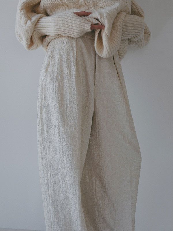 コットンジャガードカーブパンツ （OFF WHITE)