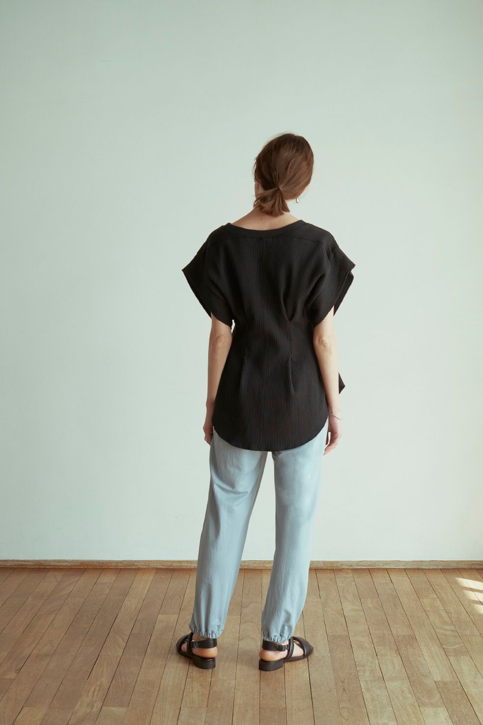 ギャザージャージパンツ - HEM GATHER JERSEY PANTS BLUE