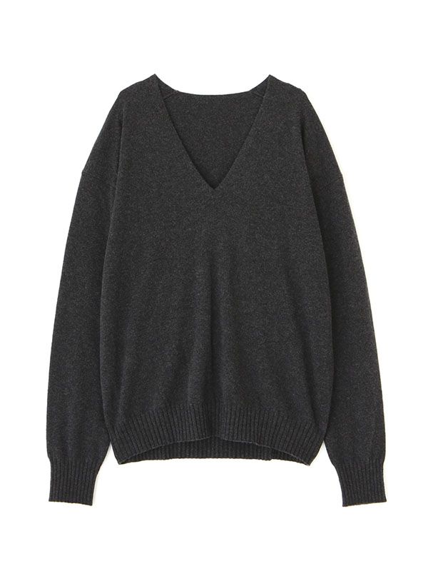 Vネックカシミヤニットプルオーバー GREY レディース リラックス スタイル