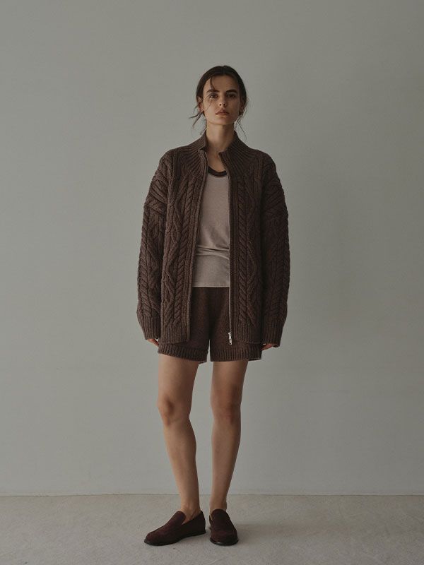 ローゲージニットショートパンツ (BROWN)