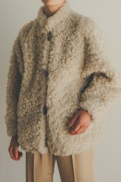 カールファーショートコート - CURL FUR SHORT COAT - IVORY