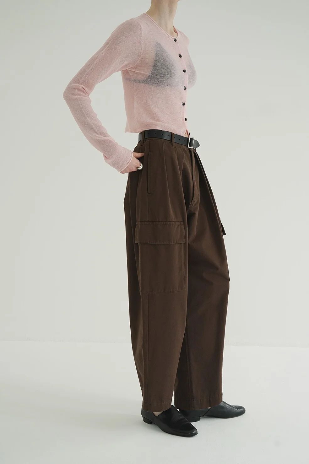 ワイドタックワークパンツ - WIDE TUCK WORK PANTS -  BROWN
