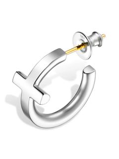 【片耳用】 クロスフープ ピアス - CROSS HOOP 301 (SV)