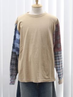 REWORK  FLANNEL SHIRT - 再構築フランネルシャツ - BEIGE