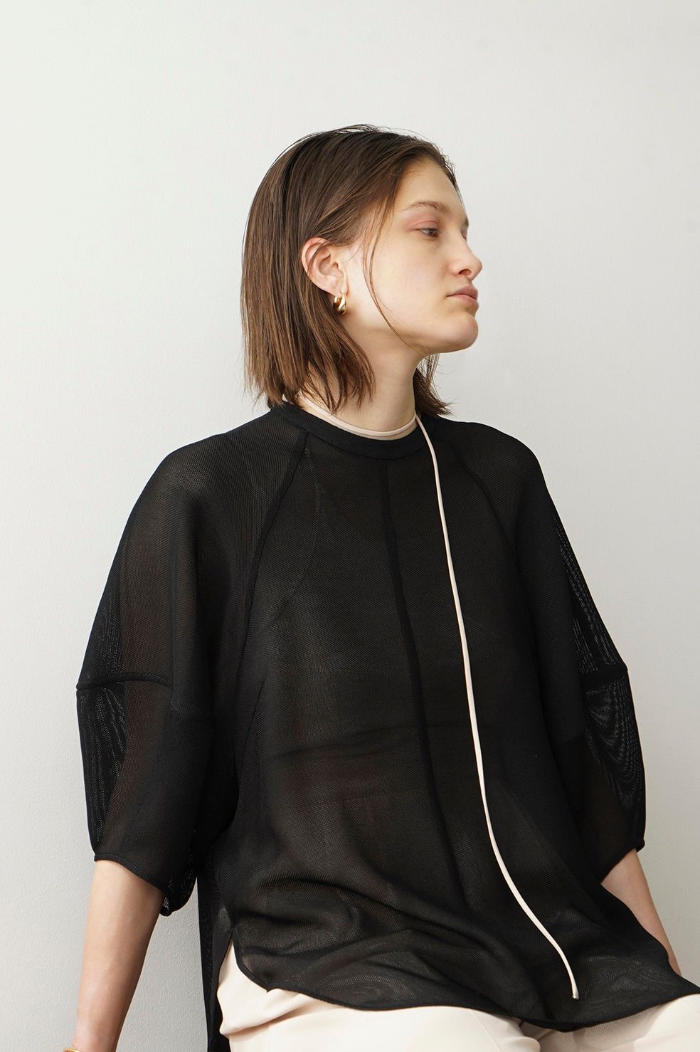 CLANE MESH FORM SLEEVE BLOUSE