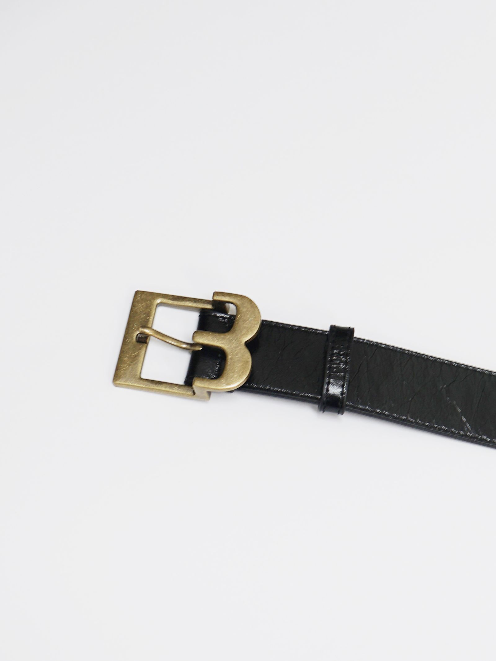 ”B”バックルベルト  -  BLACK × ANTIQUE GOLD