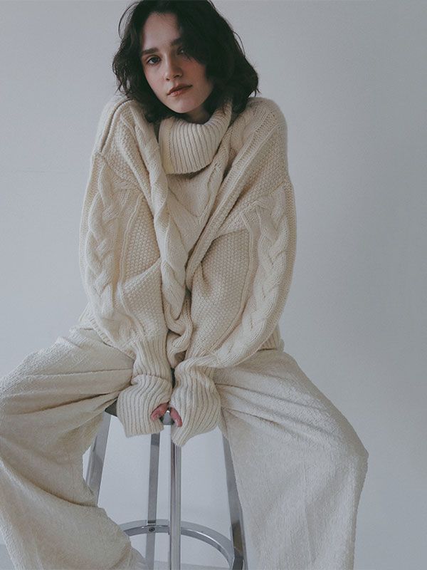 コットンジャガードカーブパンツ （OFF WHITE)