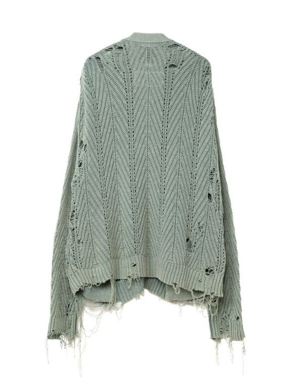ブリーチド ニットカーディガン - Bleached Knit Cardigan - GREEN