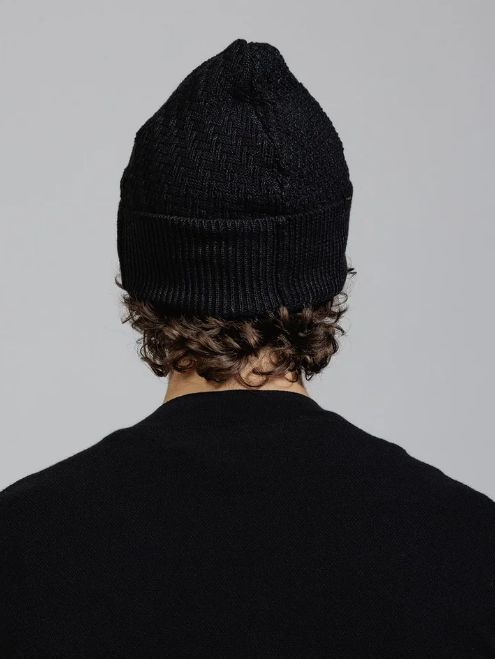 コットン/リネン ニットキャップ - Knit Hat - BLACK
