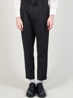 T/Rギャバストレッチ 2タックパンツ - 2 Tuck Pants - BLACK
