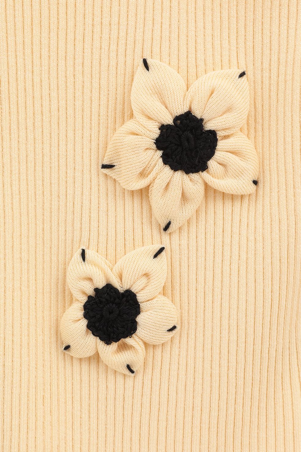ニットタンクトップ - FLOWER MOTIF CAMI KNIT TOPS (YELLOW)