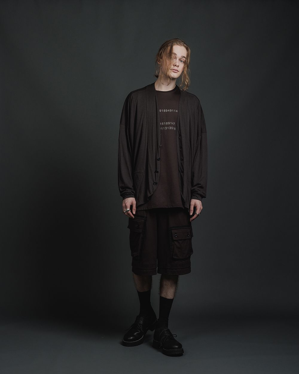 天竺 ショーツ - jersey baggy short - BLACK
