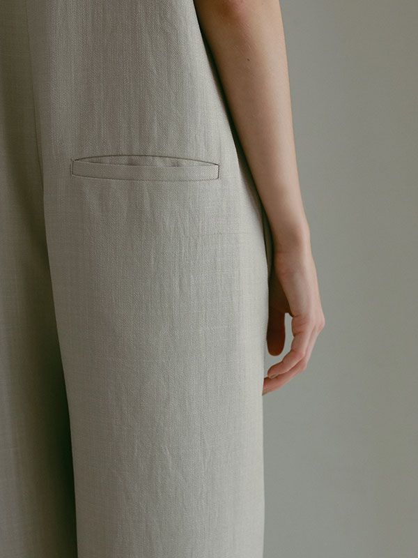 24ss ETRE TOKYO ノースリーブIラインオールインワン ETRE TOKYO - ノースリーブIラインオールインワン - LIGHT KHAKI