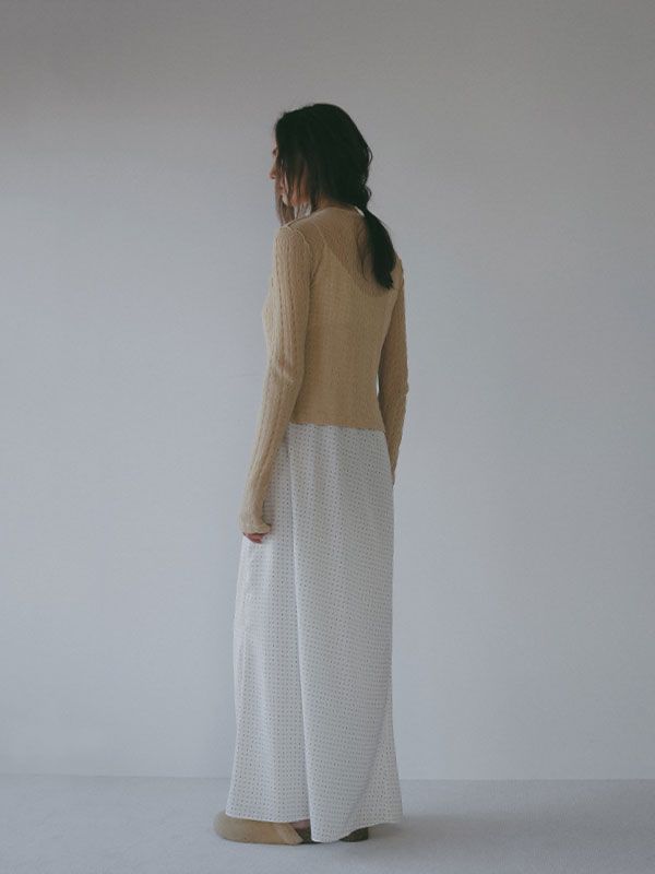 パターンスティッチシアーニットカーディガン （BEIGE)